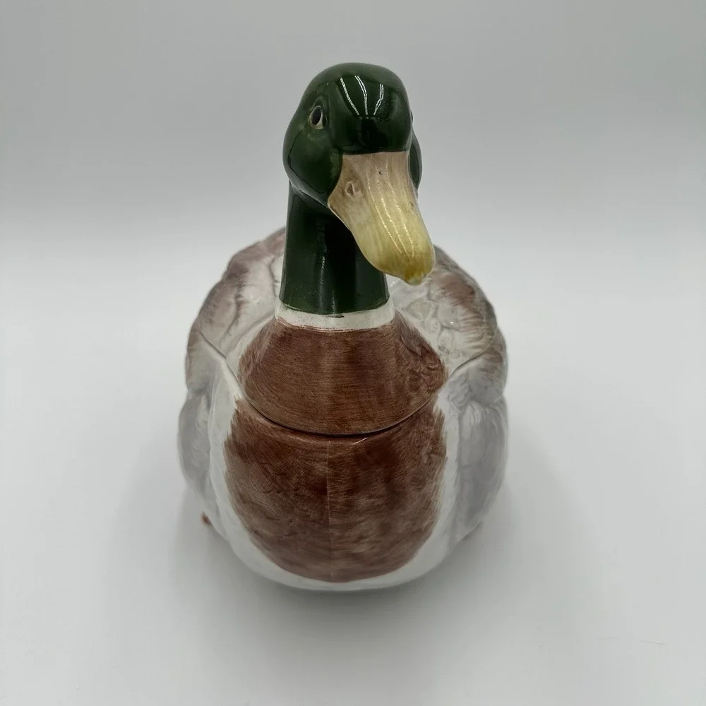 Vintage Handpainted Otagiri Mallard Duck Covered Serving Dish 12" - Picture 2 of 9